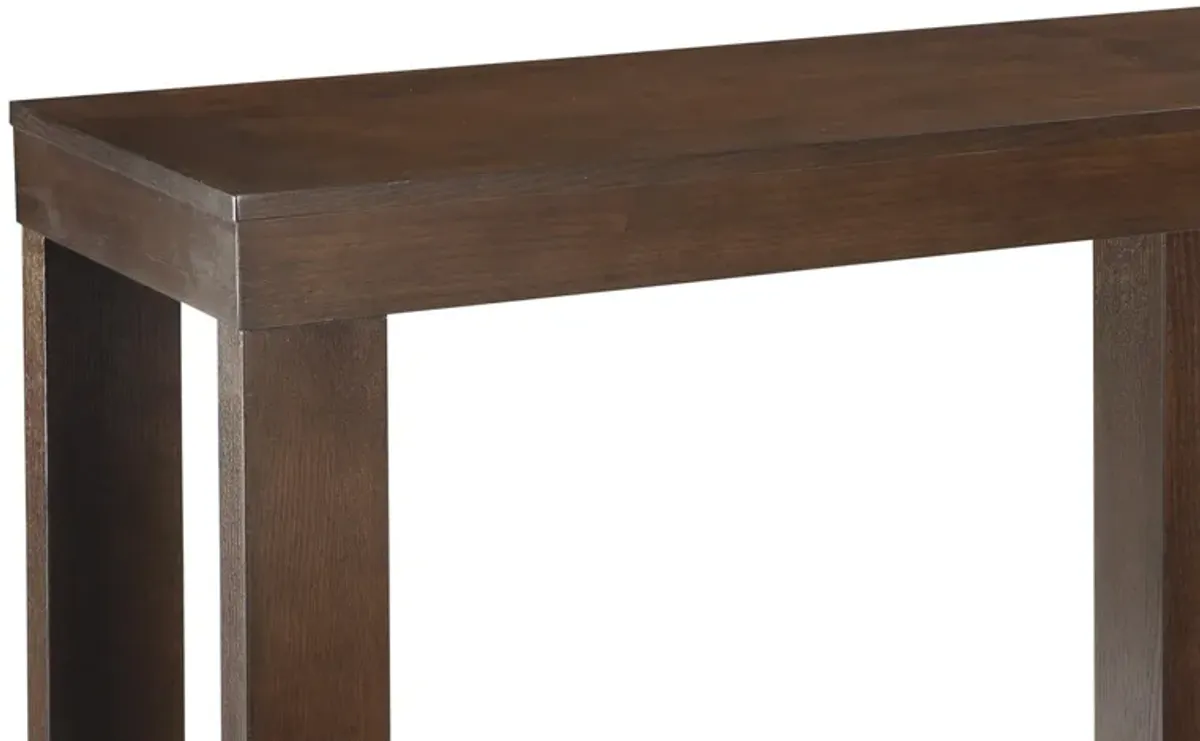 Rectangular Wooden Sofa Table with Sled Base, Espresso Brown - Benzara