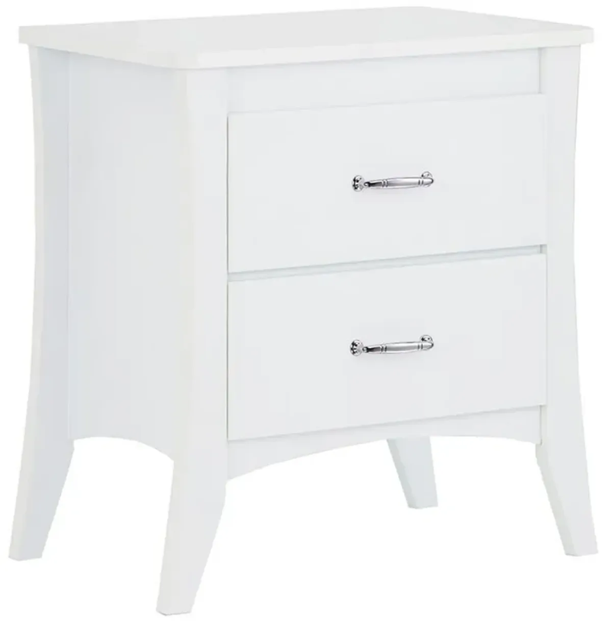 Contemporary Style 2 Drawers Wood  Nightstand By Babb, White-Benzara