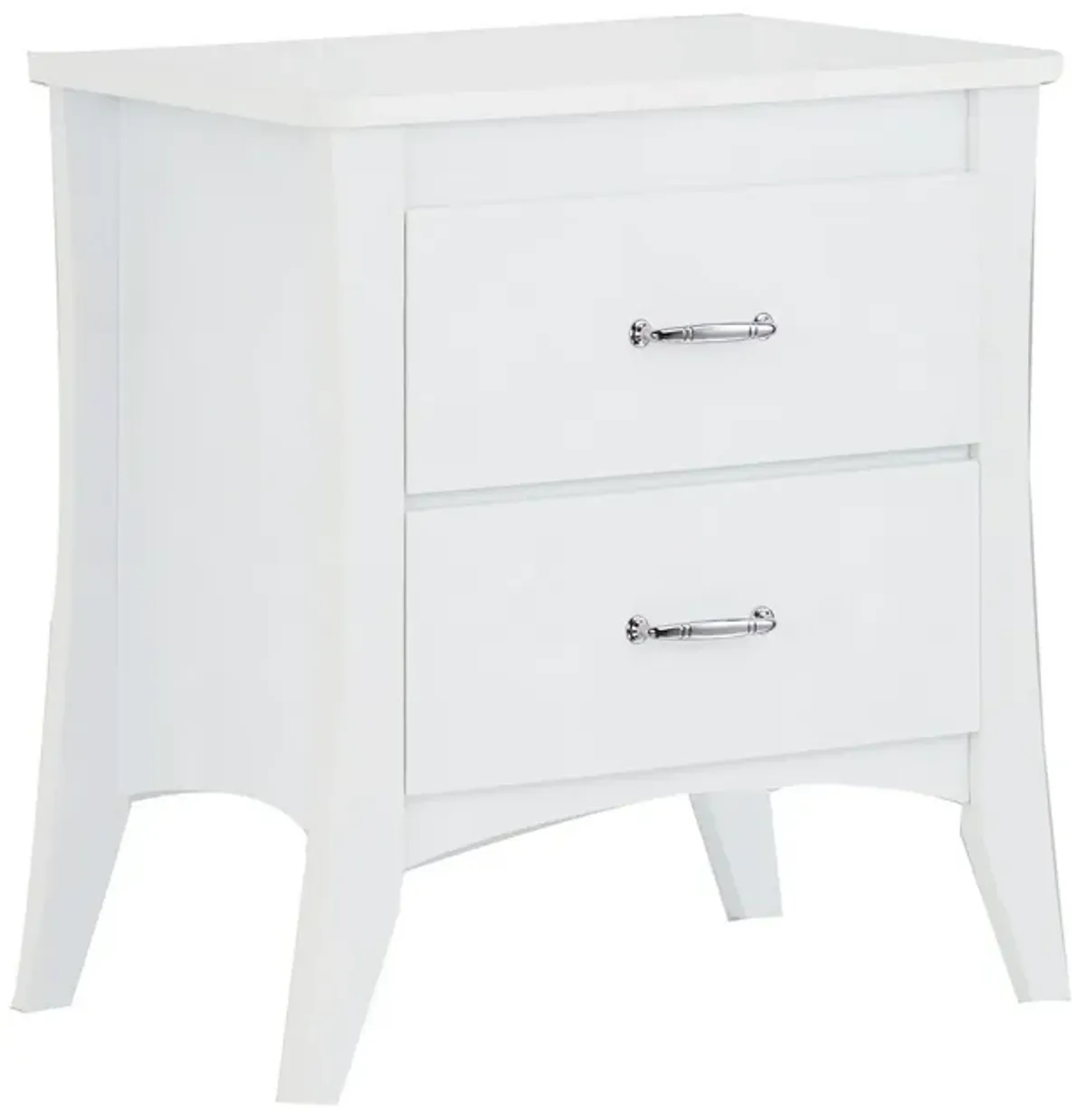 Contemporary Style 2 Drawers Wood  Nightstand By Babb, White-Benzara