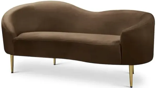 Meridian Furniture Ritz Brown Velvet Loveseat