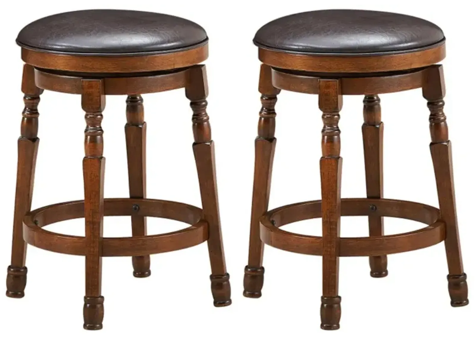 Hivvago Set of 2 24-Inch Swivel Leather Padded Bar Dining Stools