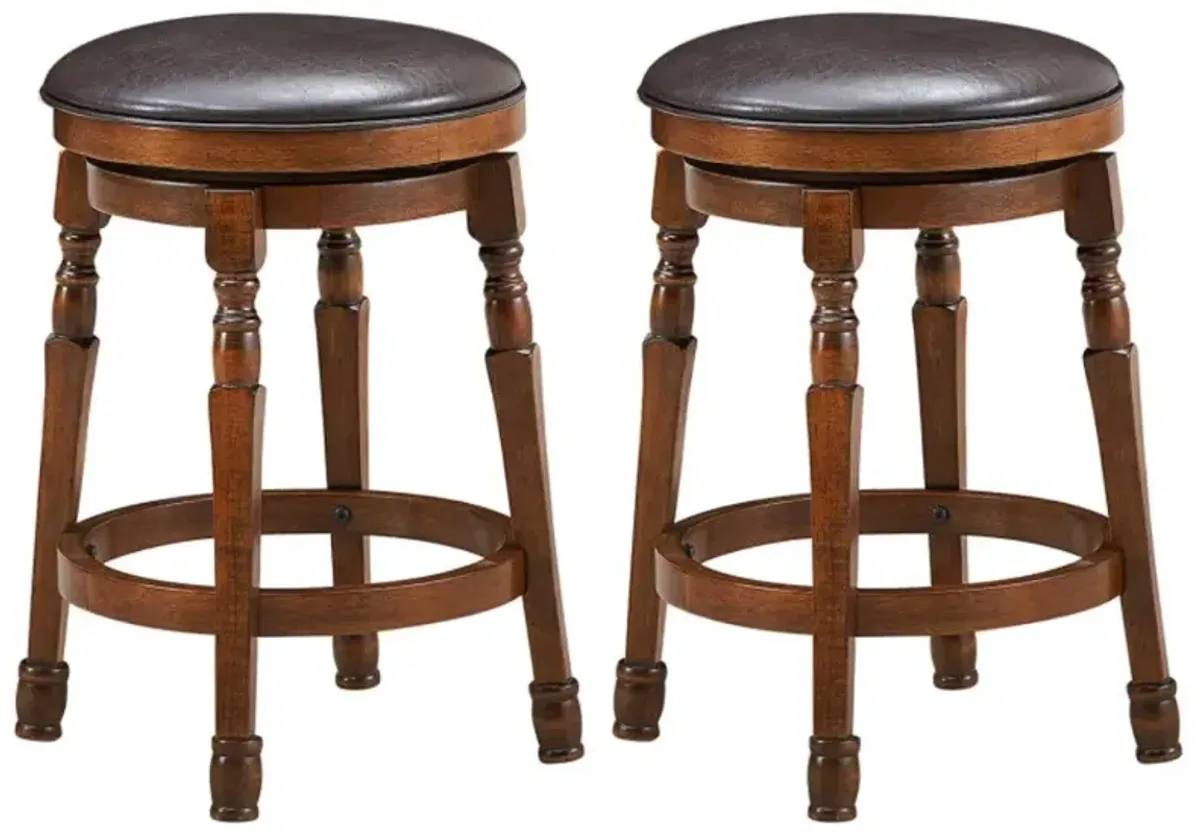 Hivvago Set of 2 24-Inch Swivel Leather Padded Bar Dining Stools