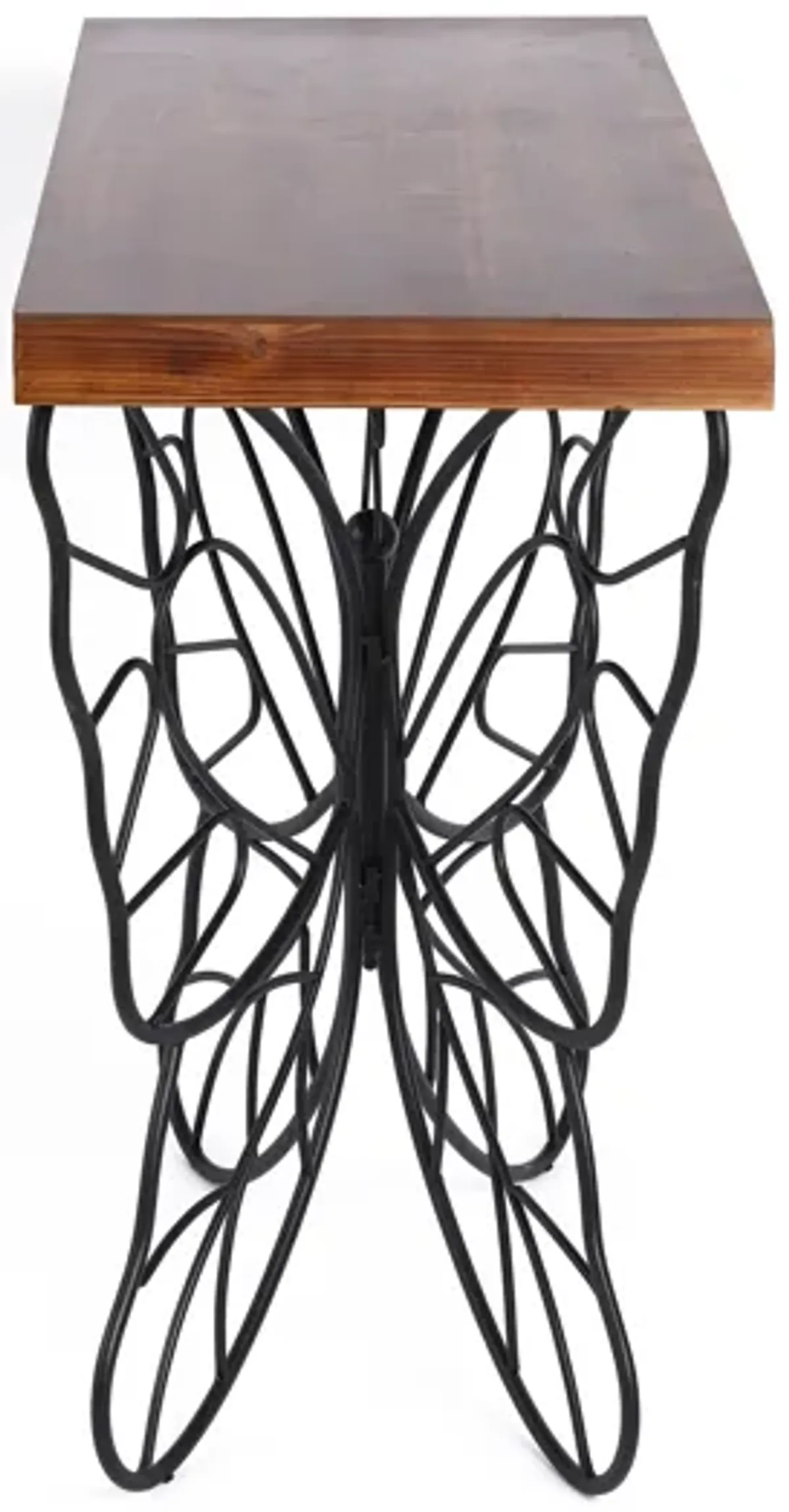 LuxenHome Wood Top Metal Butterfly Accent Console and Entry Table