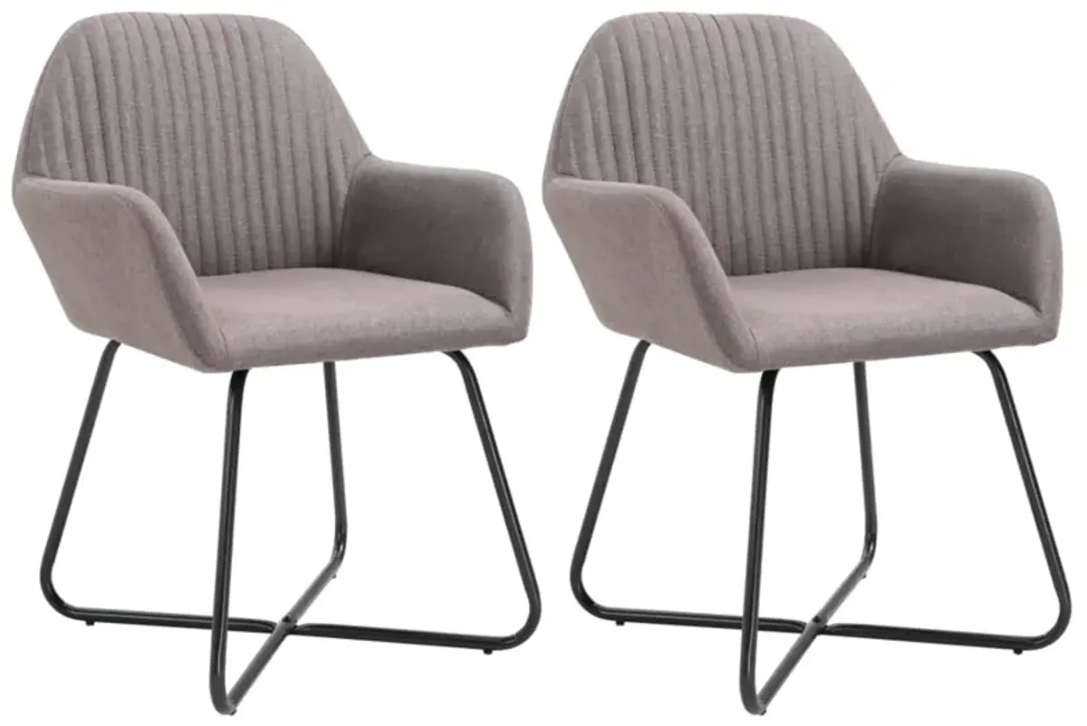 vidaXL Dining Chairs 2 pcs Taupe Fabric