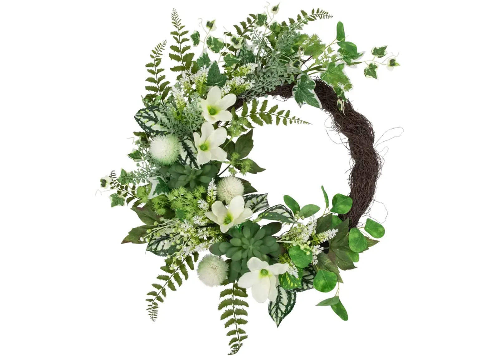 Hellebores and Ivy Artificial Spring Floral Wreath  24-Inch