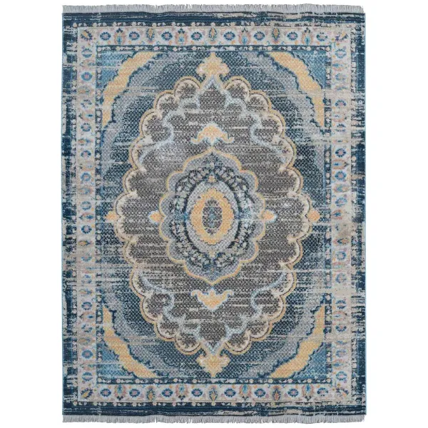RUGSOTIC CARPETS MACHINE MADE POLYESTER AREA RUGS  - 2'x3'10'', Rectangle Shape, Black Yellow Color, Classic Oriental Traditional  Design, Low Pile Machine Made Area Rugs (M00109)