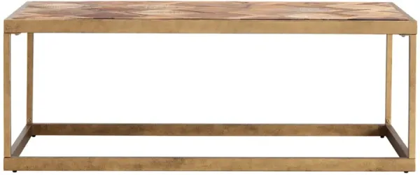 Hivvago 48 Inch  Natural And Natural Brown Solid Wood And Metal Rectangular Coffee Table