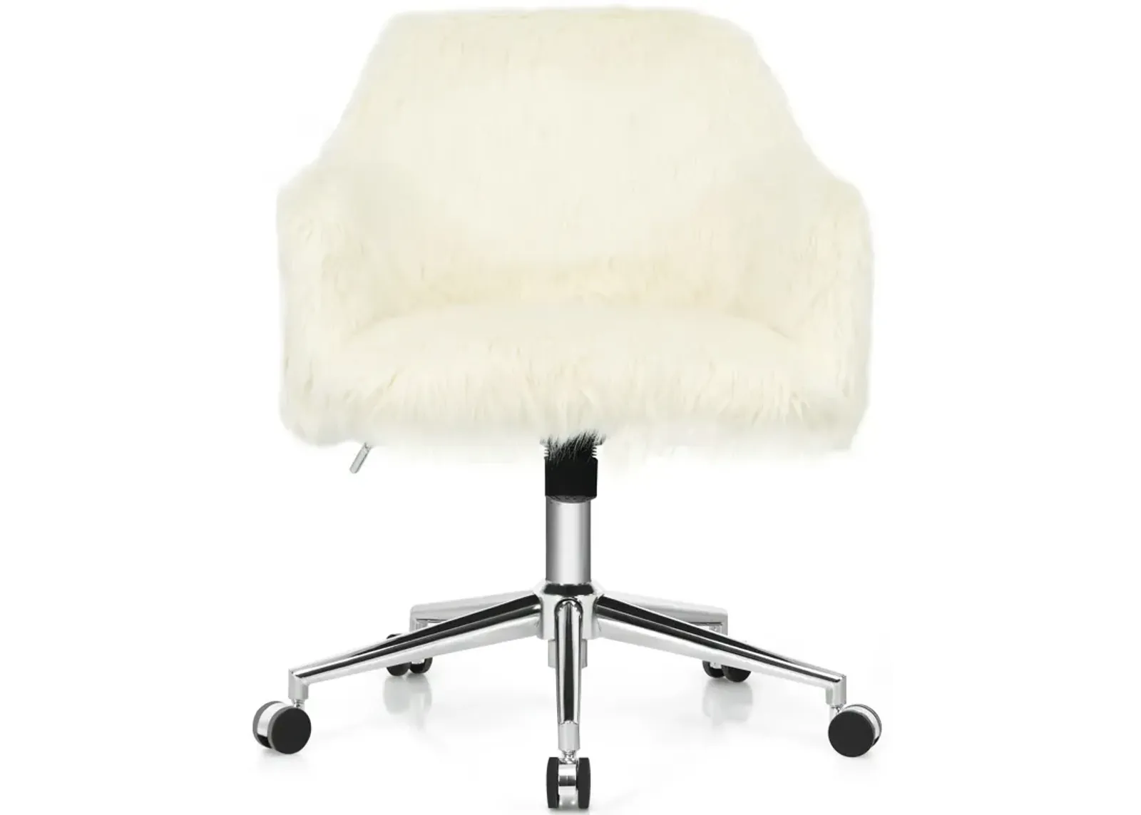 Modern Fluffy Faux Fur Vanity Office Chair for Teens Girls-Beige