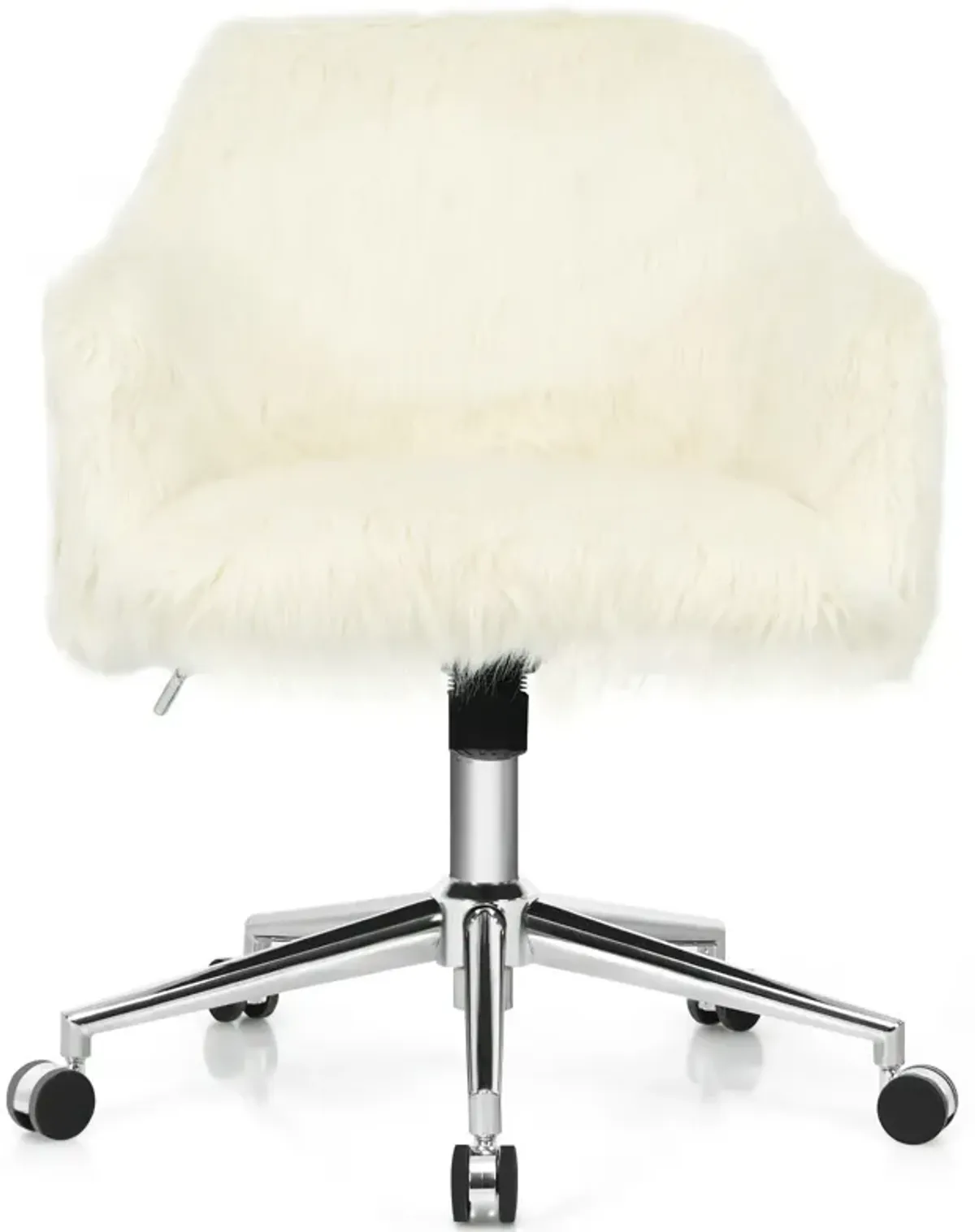 Modern Fluffy Faux Fur Vanity Office Chair for Teens Girls-Beige