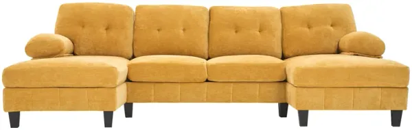 Merax U-shaped Sectional Sofa with Dual Chaise Lounges, Storage Pockets and Armrest Pillows