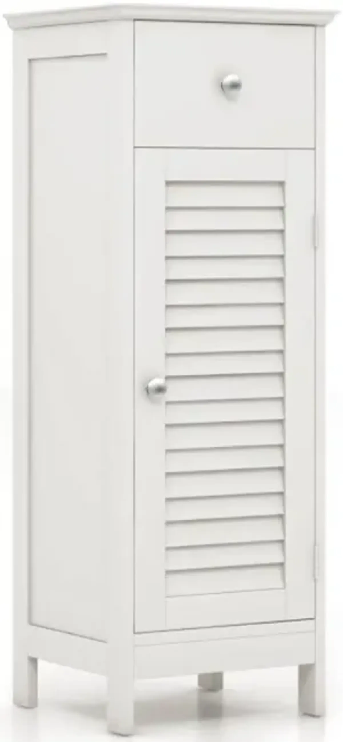 Hivvago Woodern Bathroom Floor Storage Cabinet with Drawer and Shutter Door-White