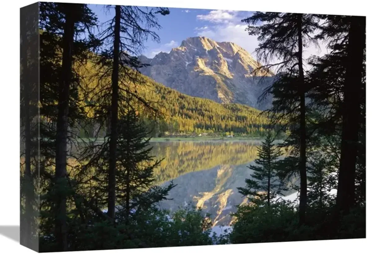 Mt Moran and String Lake, Grand Teton National Park, Wyoming-Canvas Art-16x12