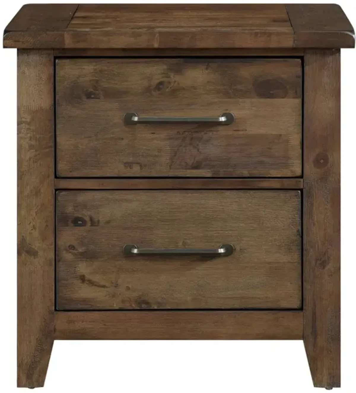 Rustic Bedroom Nightstand Solid Rubberwood