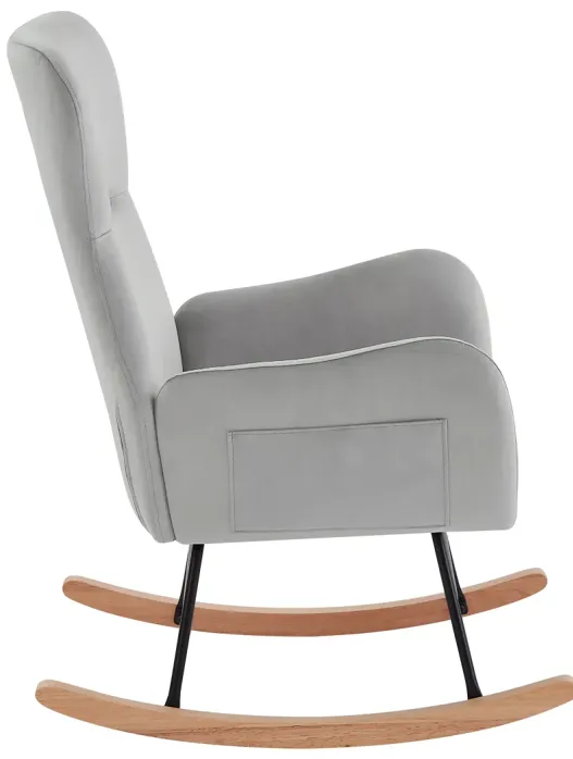 gray velvet rocking chair