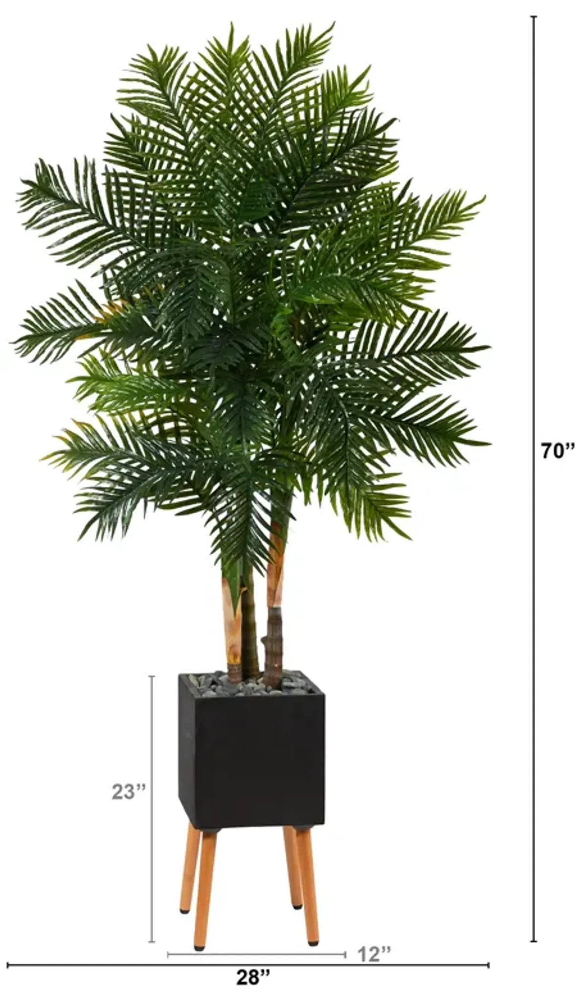 HomPlanti 70 Inches Areca Palm Artificial Tree in Black Planter with Stand