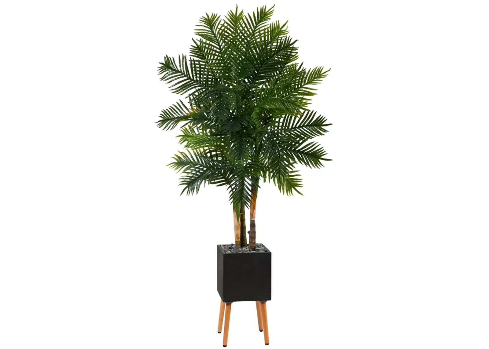 HomPlanti 70 Inches Areca Palm Artificial Tree in Black Planter with Stand