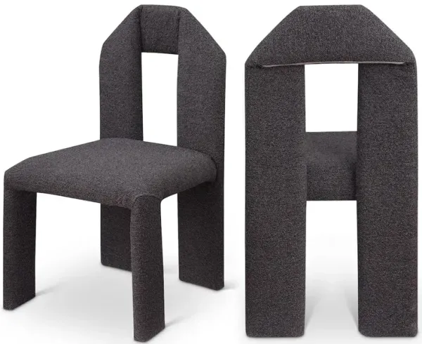 Meridian Furniture Bennett Brown Boucle Fabric Dining Chair, Set of 2