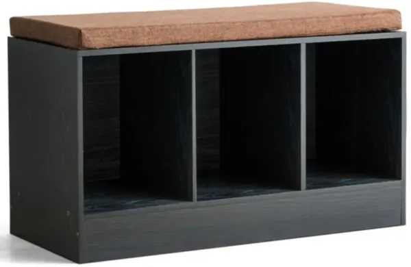 Shoe Bench with Padded Cushion and 3-Cube Storage Box