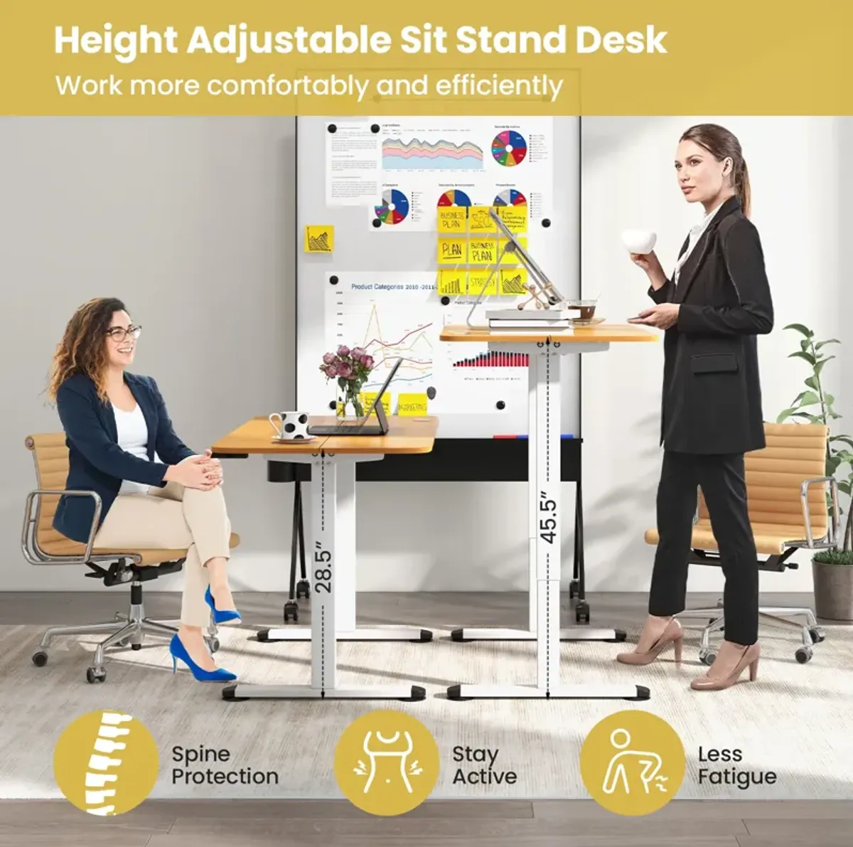 Costway Electric Standing Desk Height Adjustable Sit to Stand Computer Workstation Home Office Natural