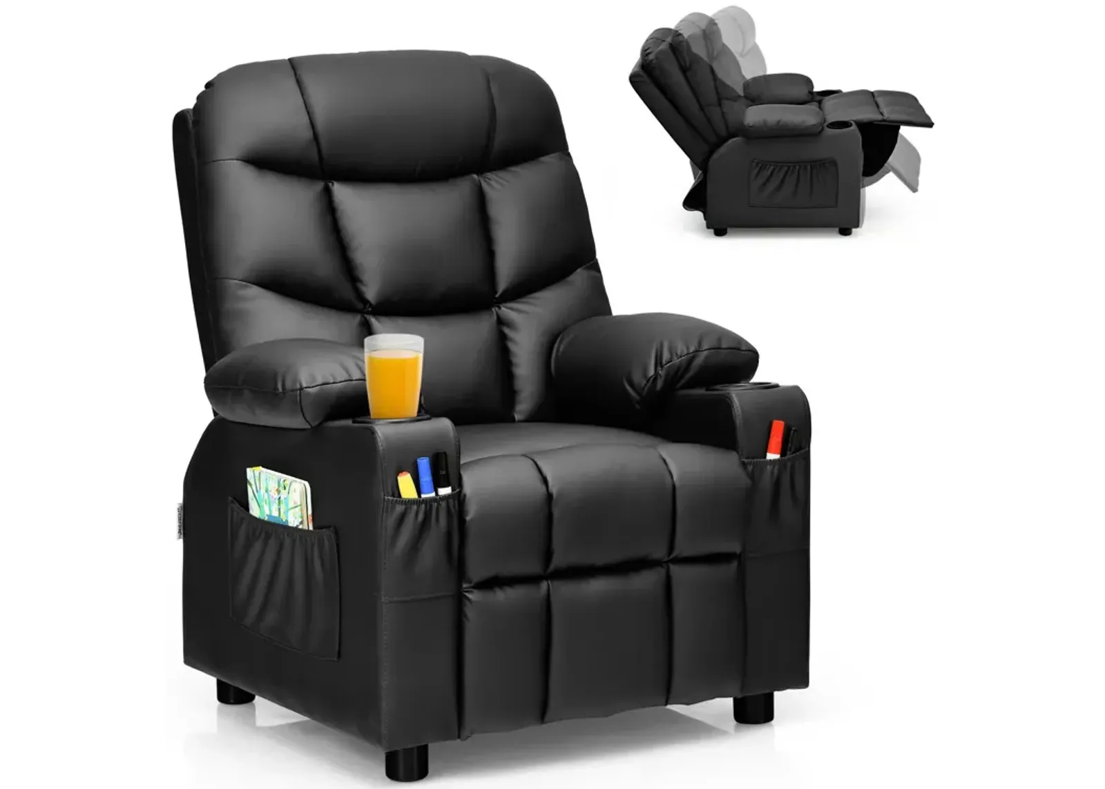 Kids Recliner Chair with Cup Holder and Footrest for Children