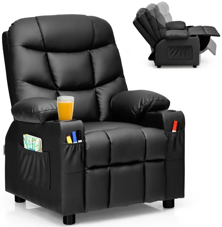 Kids Recliner Chair with Cup Holder and Footrest for Children