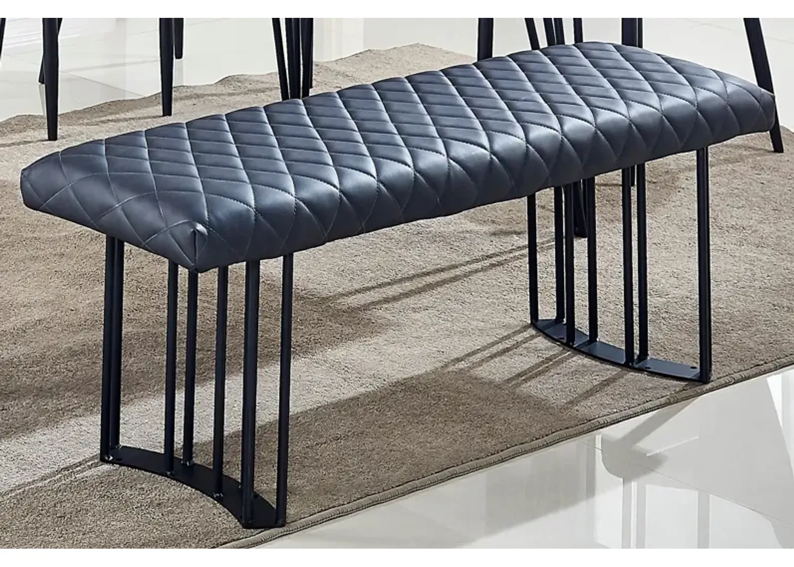 Contemporary Upholstered Dining Bench with Black Sanded