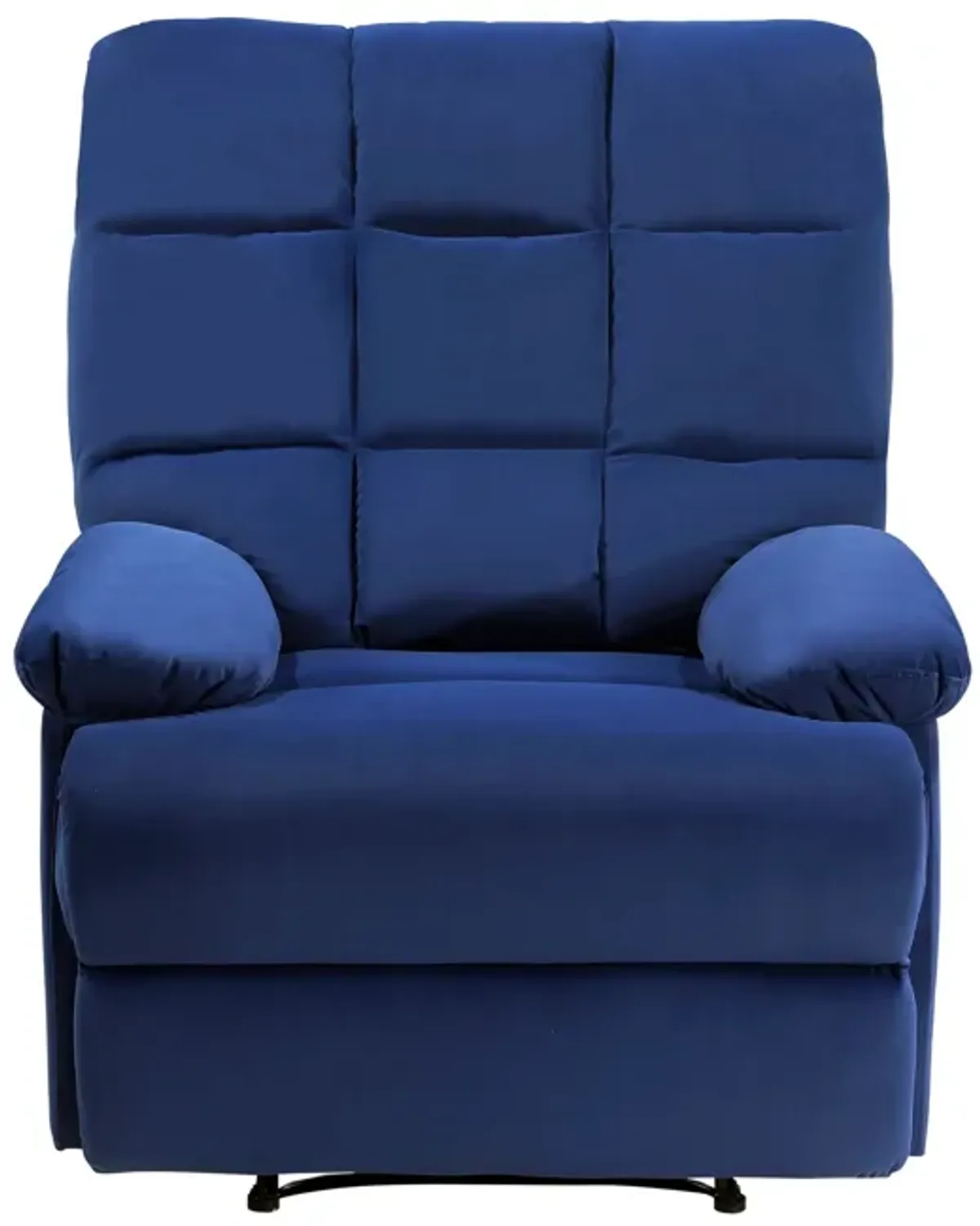 Patty 36 Inch Manual Recliner Chair, Cushioned, Blue Velvet, Solid Wood - Benzara