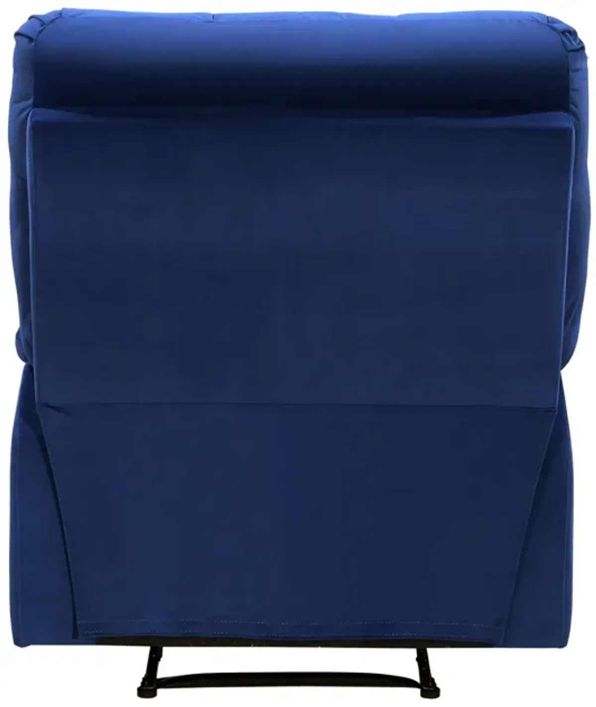 Patty 36 Inch Manual Recliner Chair, Cushioned, Blue Velvet, Solid Wood - Benzara