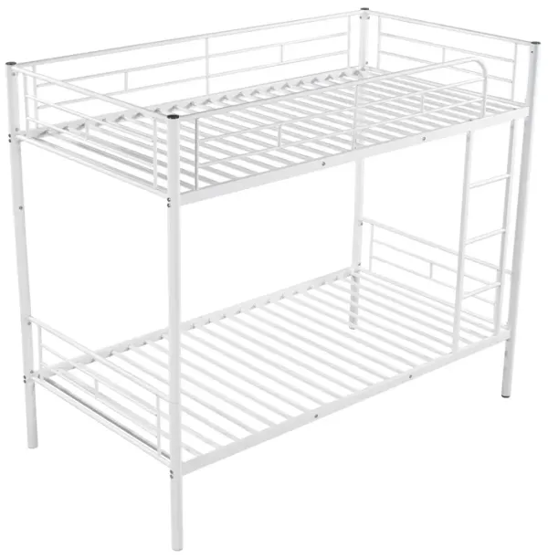Whisen Twin Over Twin Metal Bunk Bed - White