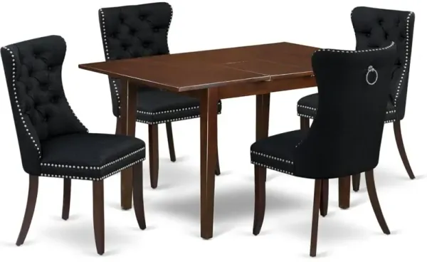 5 Piece Kitchen Set Consists of a Rectangle Dining Table with Butterfly Leaf