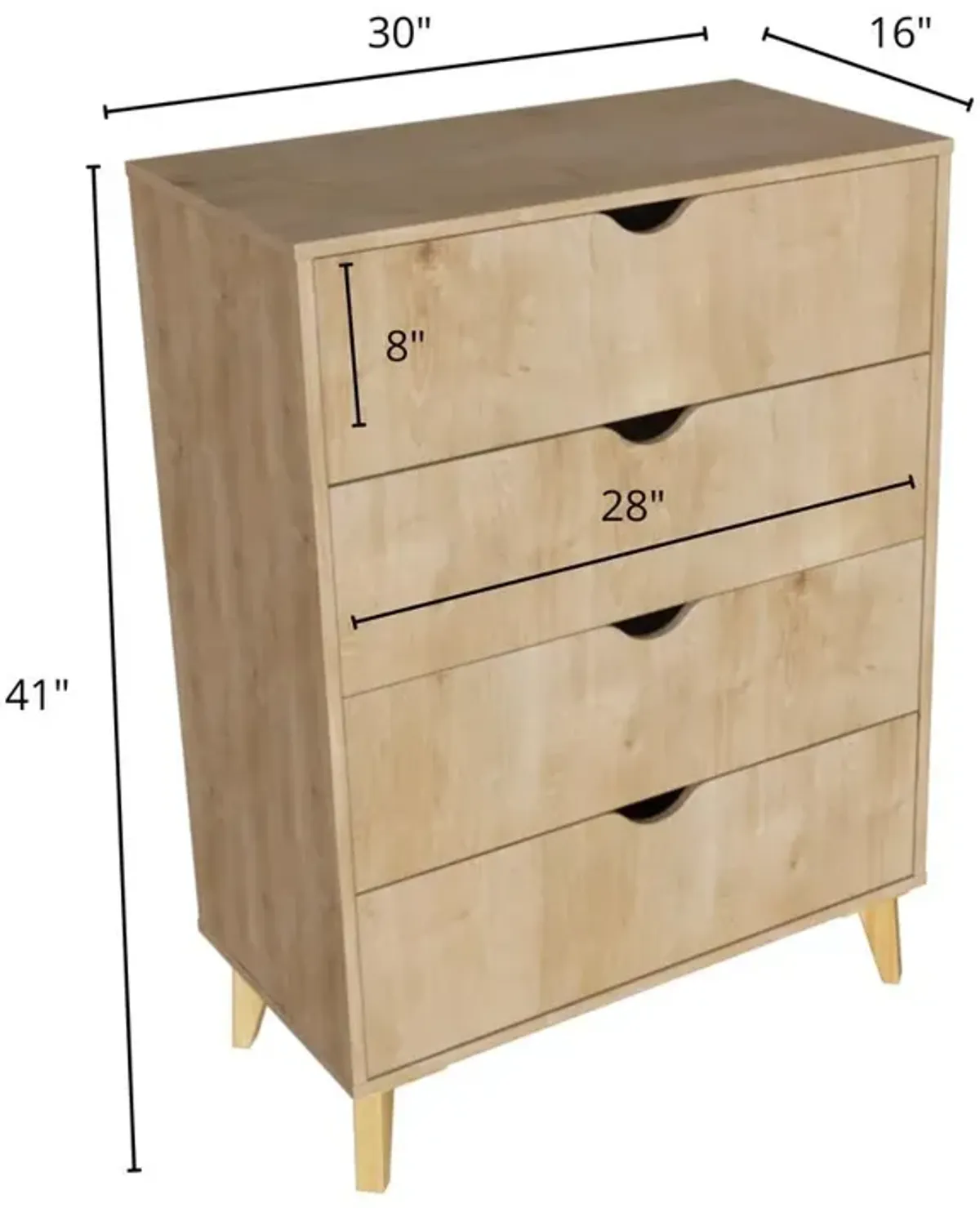 Falkk Furniture Dresser for Bedroom – Modern Tall Dresser – Chest of Drawers – Oak