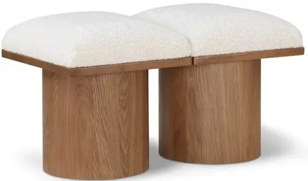 Meridian Furniture Pavilion Cream Boucle Fabric Bench