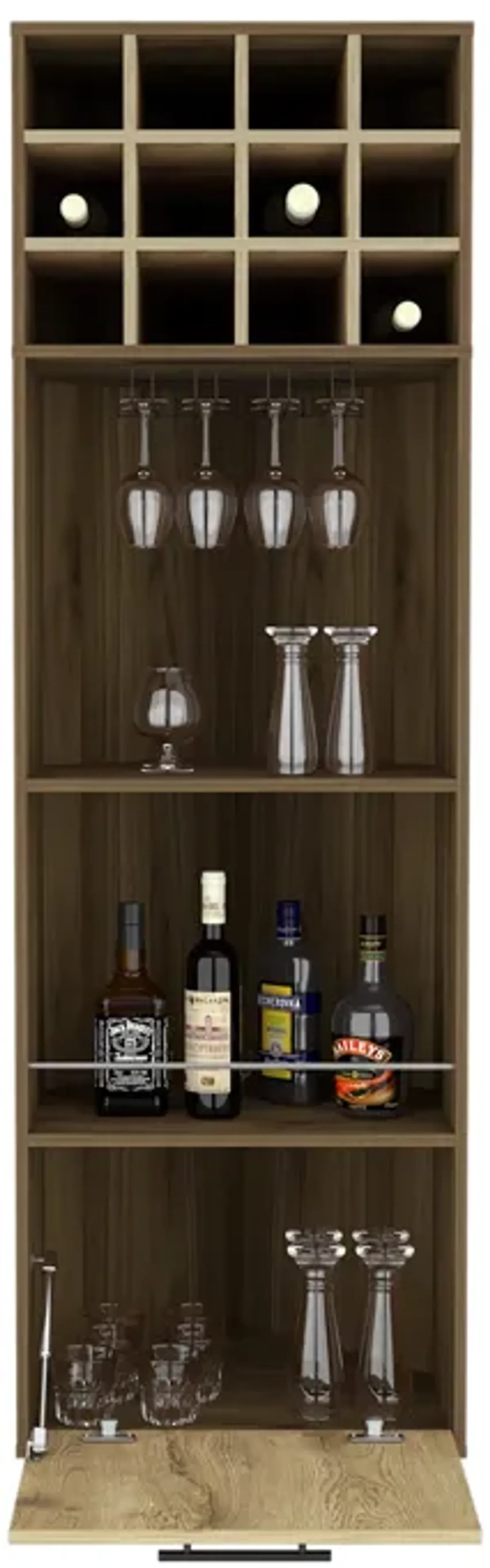 Corner Bar Cabinet Cataluña, Living Room, Mahogany / Aged Oak