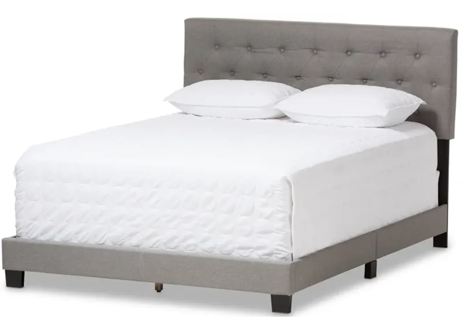 Baxton Studio Cassandra Modern and Contemporary Light Grey Fabric Upholstered Queen Size Bed