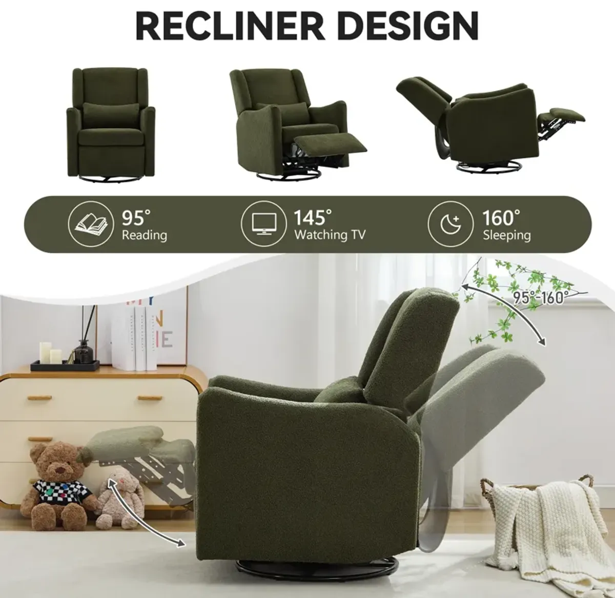 Merax Wingback Glider Rocker Recliner Chair