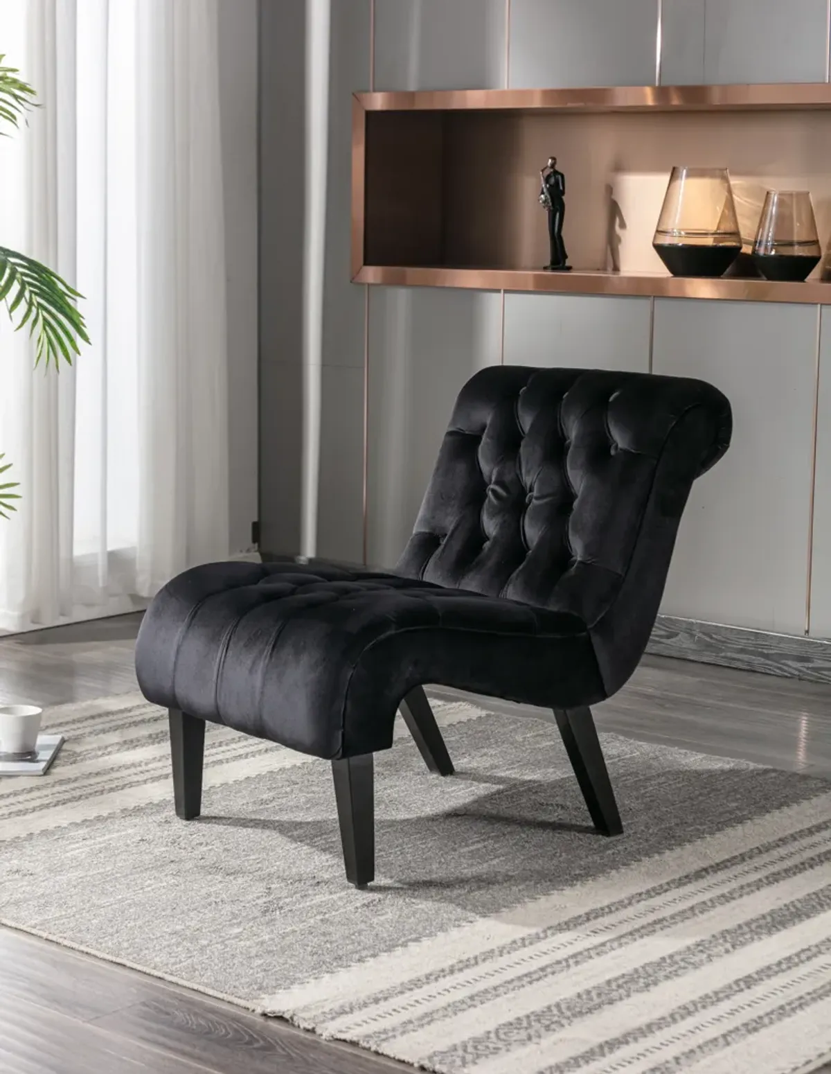 Merax Modern Velvet Armless Accent Chair