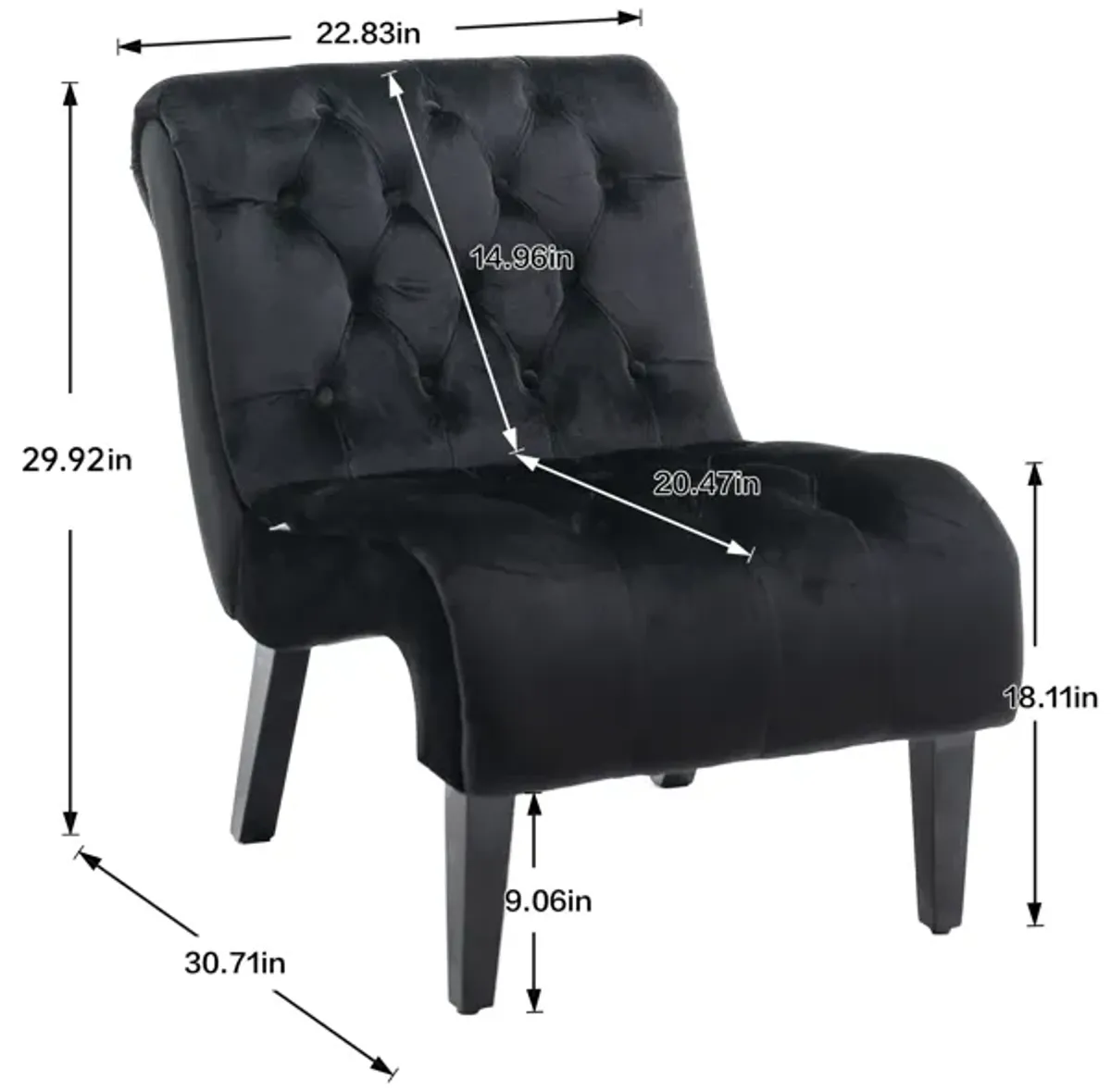 Merax Modern Velvet Armless Accent Chair