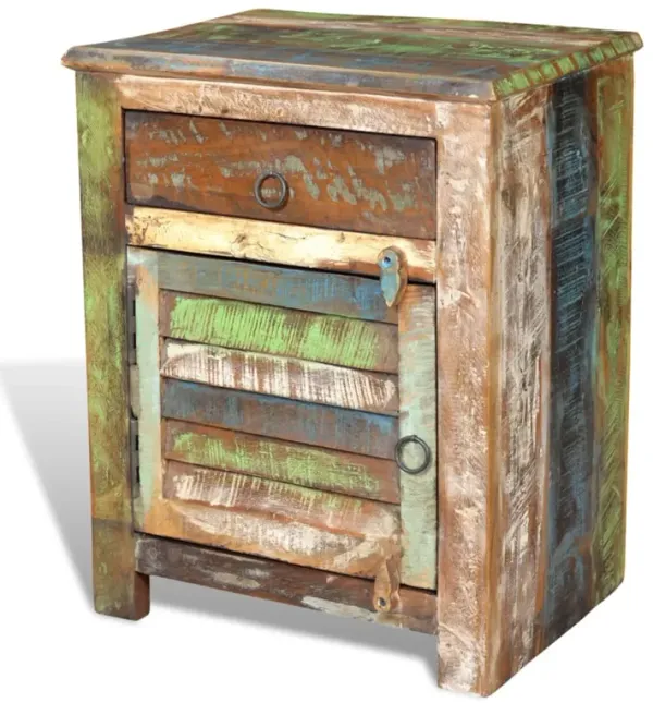 vidaXL End Table with 1 Drawer 1 Door Reclaimed Wood