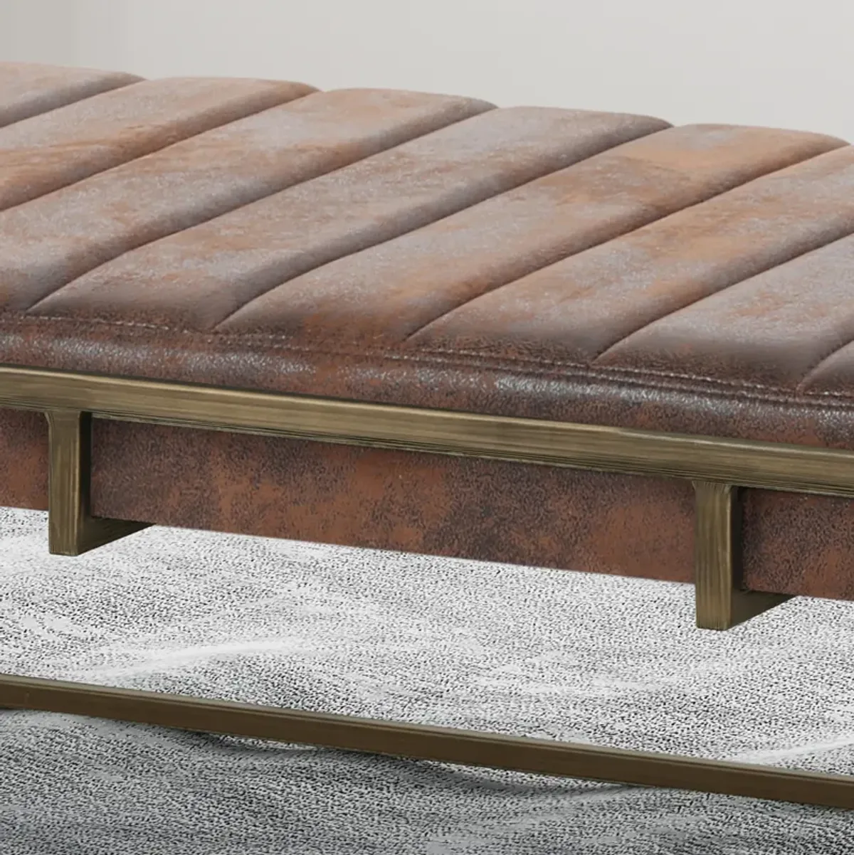 Indulge in Luxury Lidiya Plush Velvet Metal Bench with Brush Gold Finish