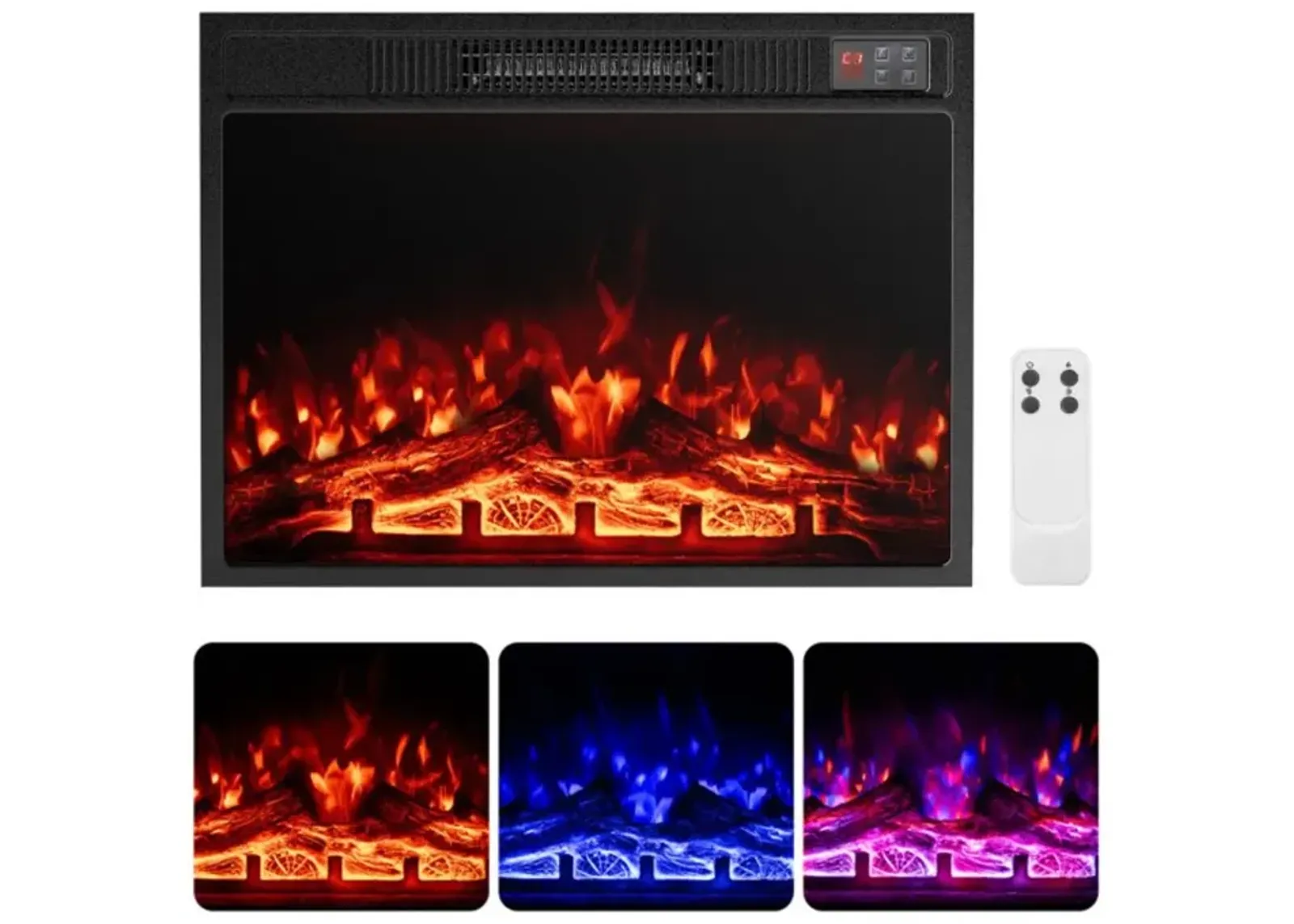 Hivvago 23 Inch Electric Fireplace Insert Fireplace Heater with Adjustable Flame Color