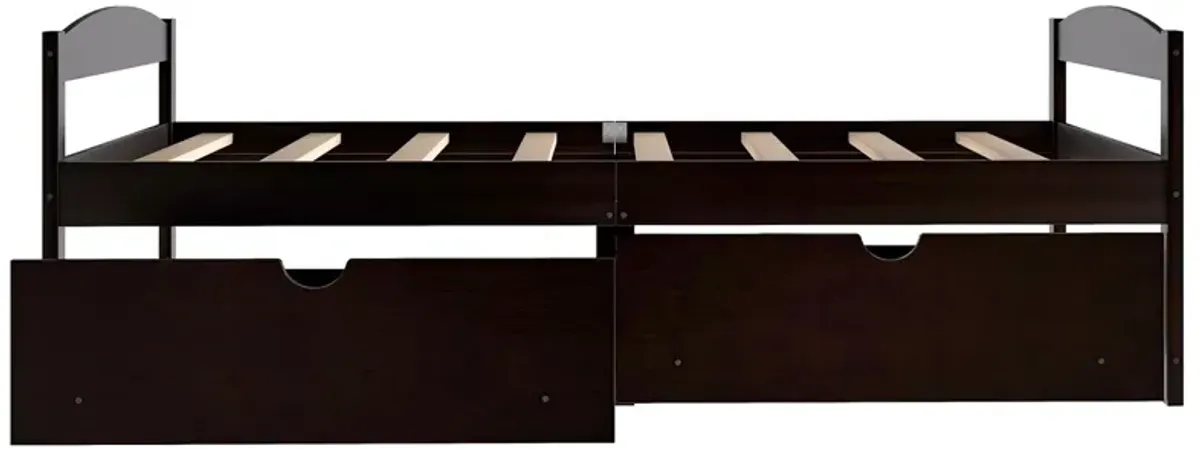 Twin Size Platform Bed, with Two Drawers