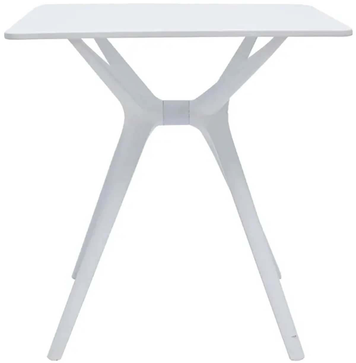 Filia 29 Inch Outdoor Dining Table, Rectangular Top, Tapered Legs, White - Benzara