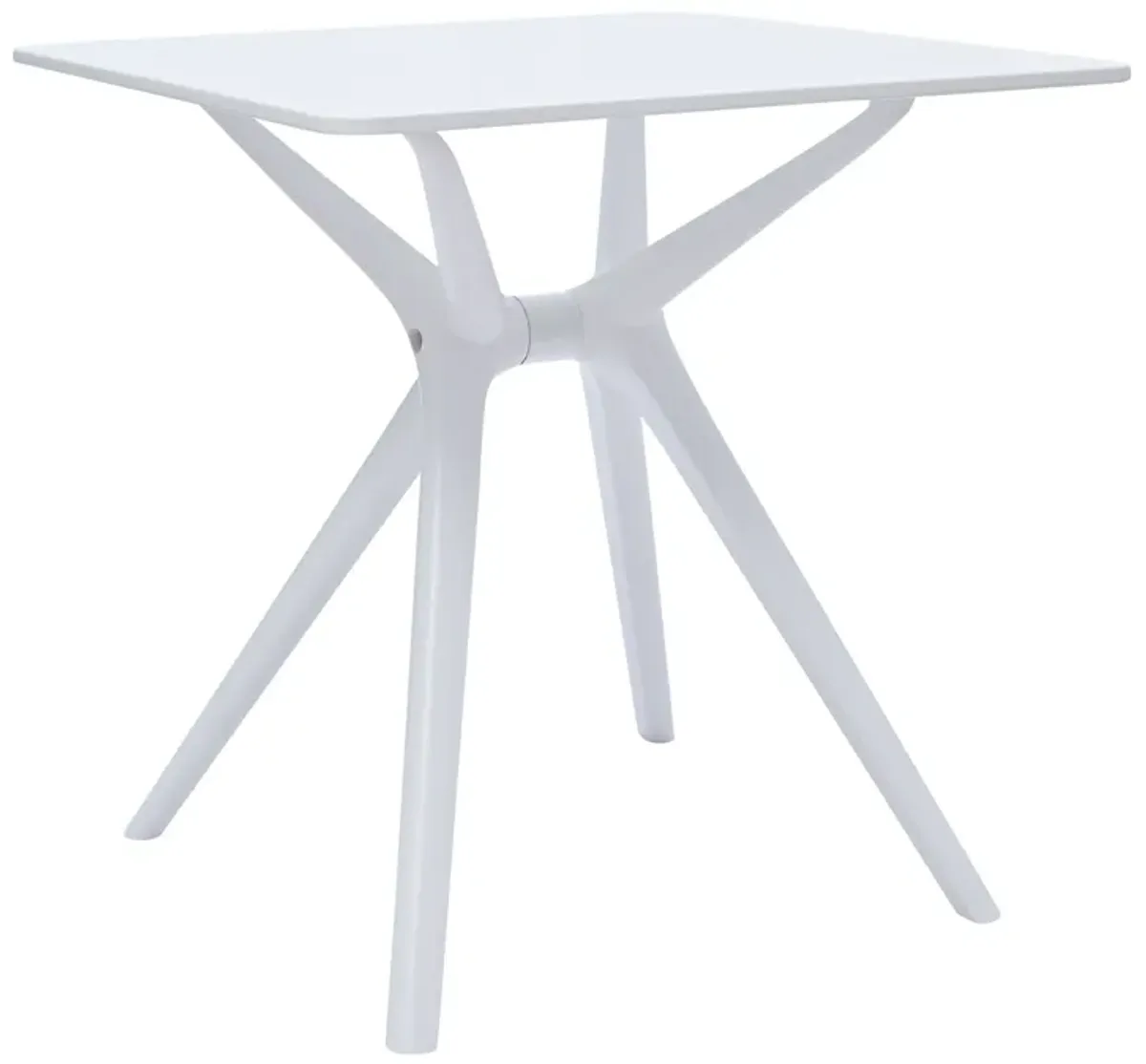 Filia 29 Inch Outdoor Dining Table, Rectangular Top, Tapered Legs, White - Benzara