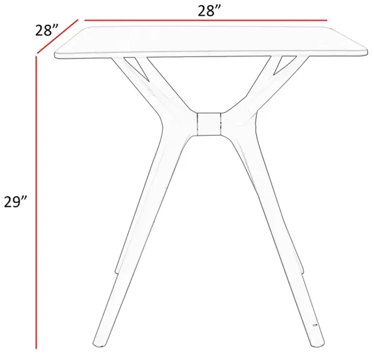 Filia 29 Inch Outdoor Dining Table, Rectangular Top, Tapered Legs, White - Benzara