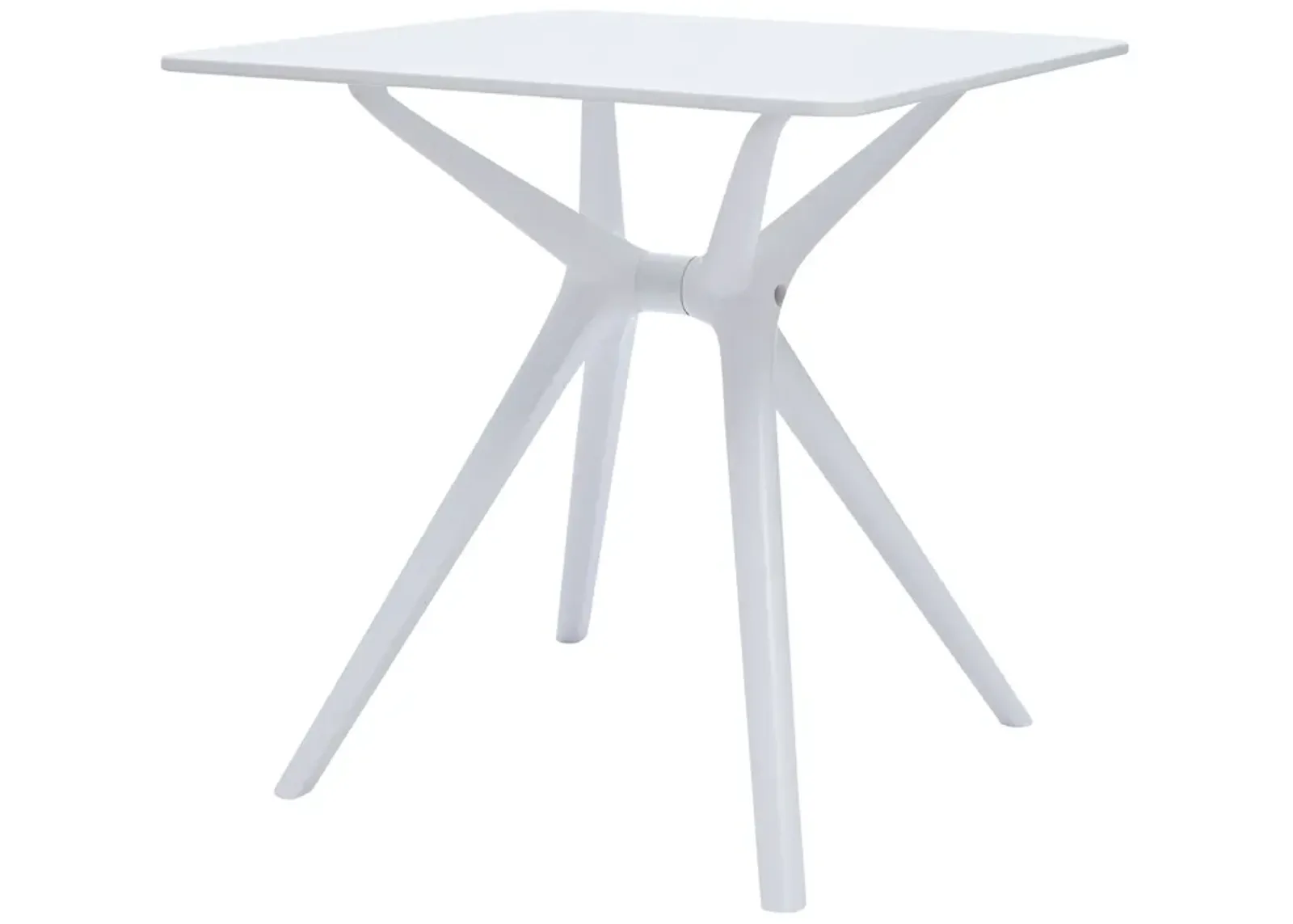 Filia 29 Inch Outdoor Dining Table, Rectangular Top, Tapered Legs, White - Benzara