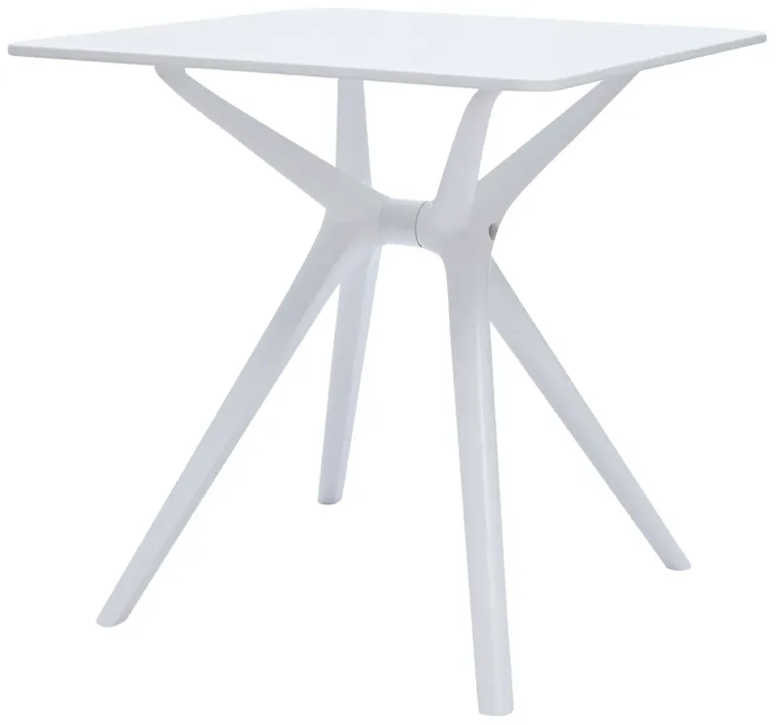 Filia 29 Inch Outdoor Dining Table, Rectangular Top, Tapered Legs, White - Benzara