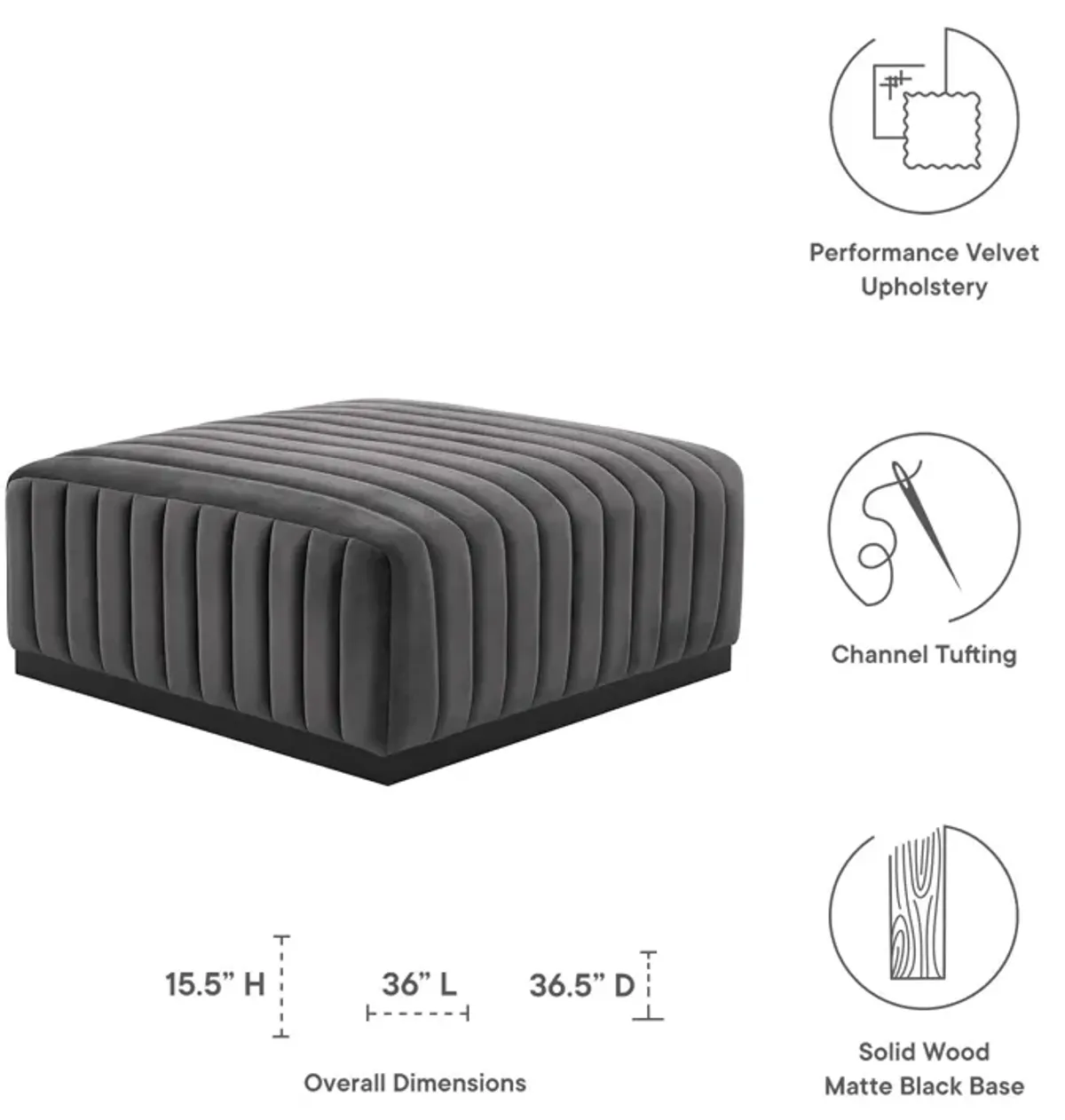 Conjure Channel Tufted Performance Velvet Ottoman