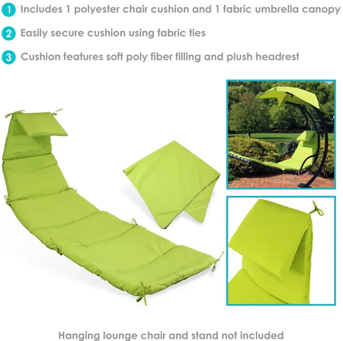 Sunnydaze Outdoor Hanging Lounger Replacement Cushion and Umbrella