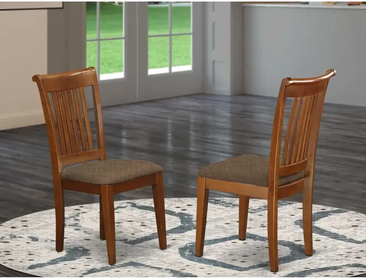 East West Furniture POC-SBR-C Portland slat back chair for kitchen with Fabric seat