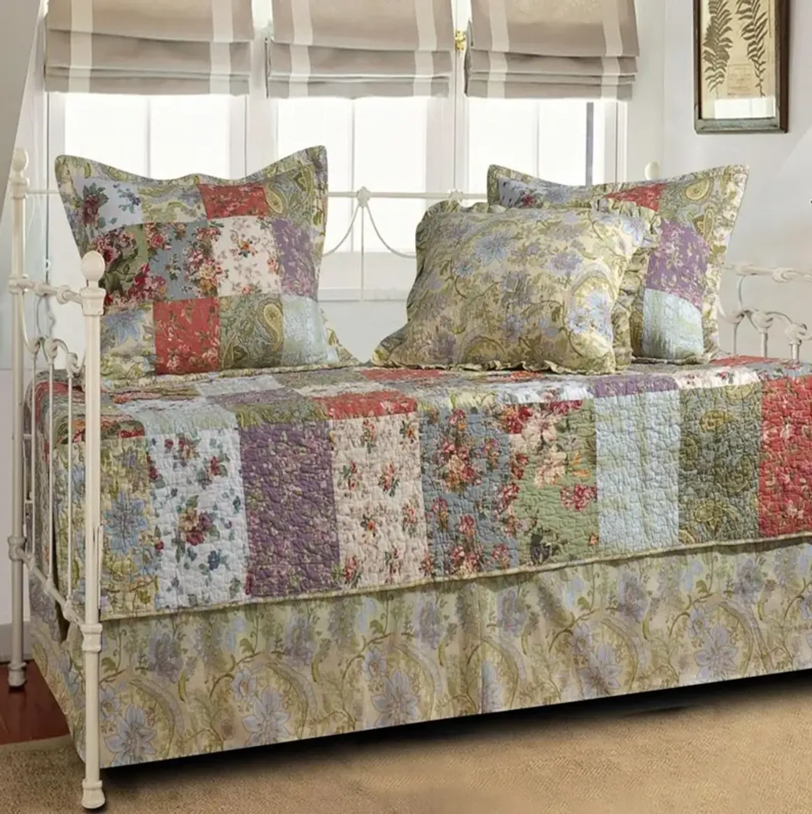 Greenland Home Fashion Blooming Prairie Daybed Set - 5 - Piece - Multi 39x75"